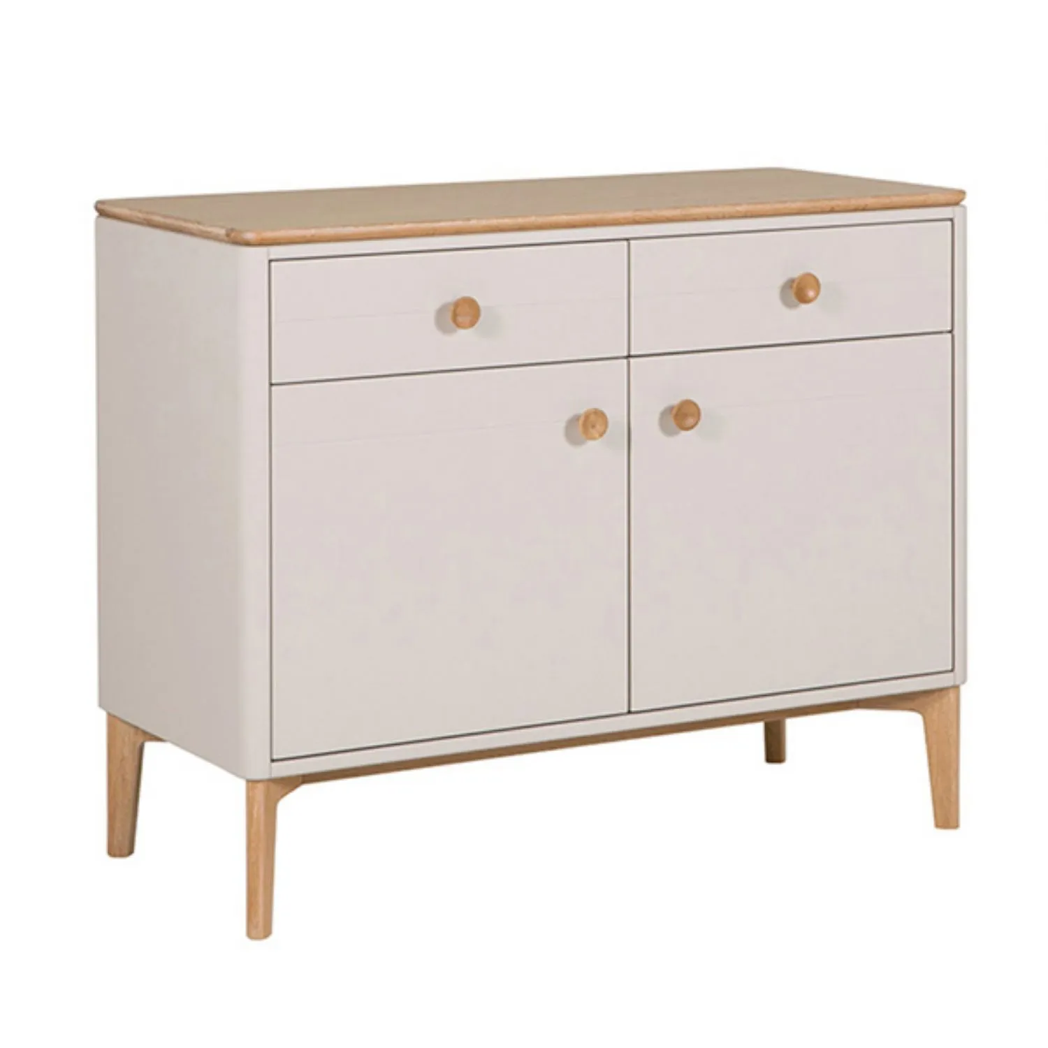 Taupe Wooden Small 2 Door 2 Drawer Sideboard