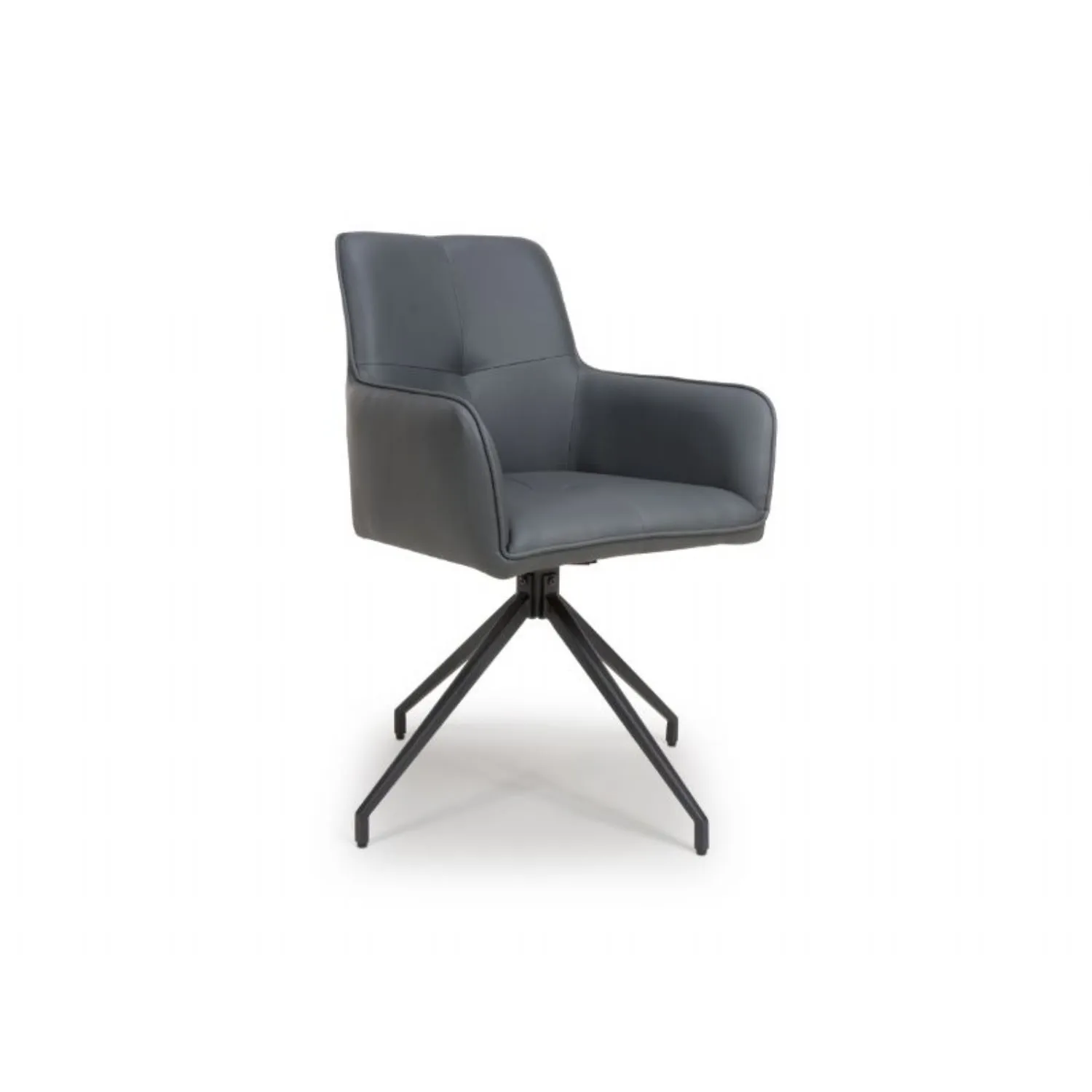 Grey Faux Leather Fabric Swivel Dining Chair