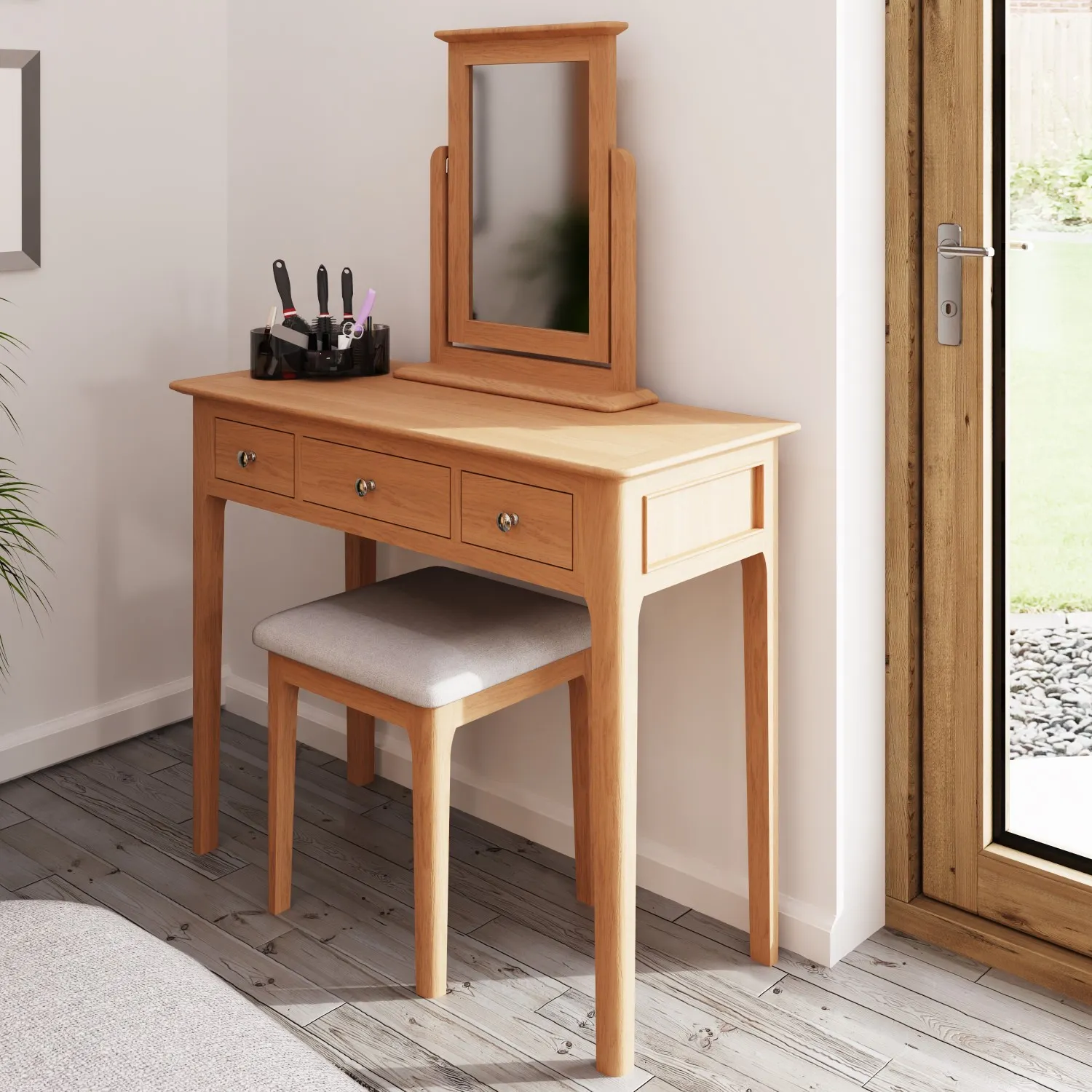 Large Oak Dressing Table with 3 Drawers