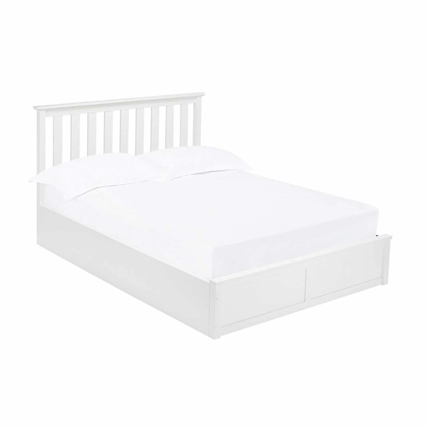 White Wooden 150cm 5ft King Size Ottoman Storage Bed Frame Traditional Shaker Style