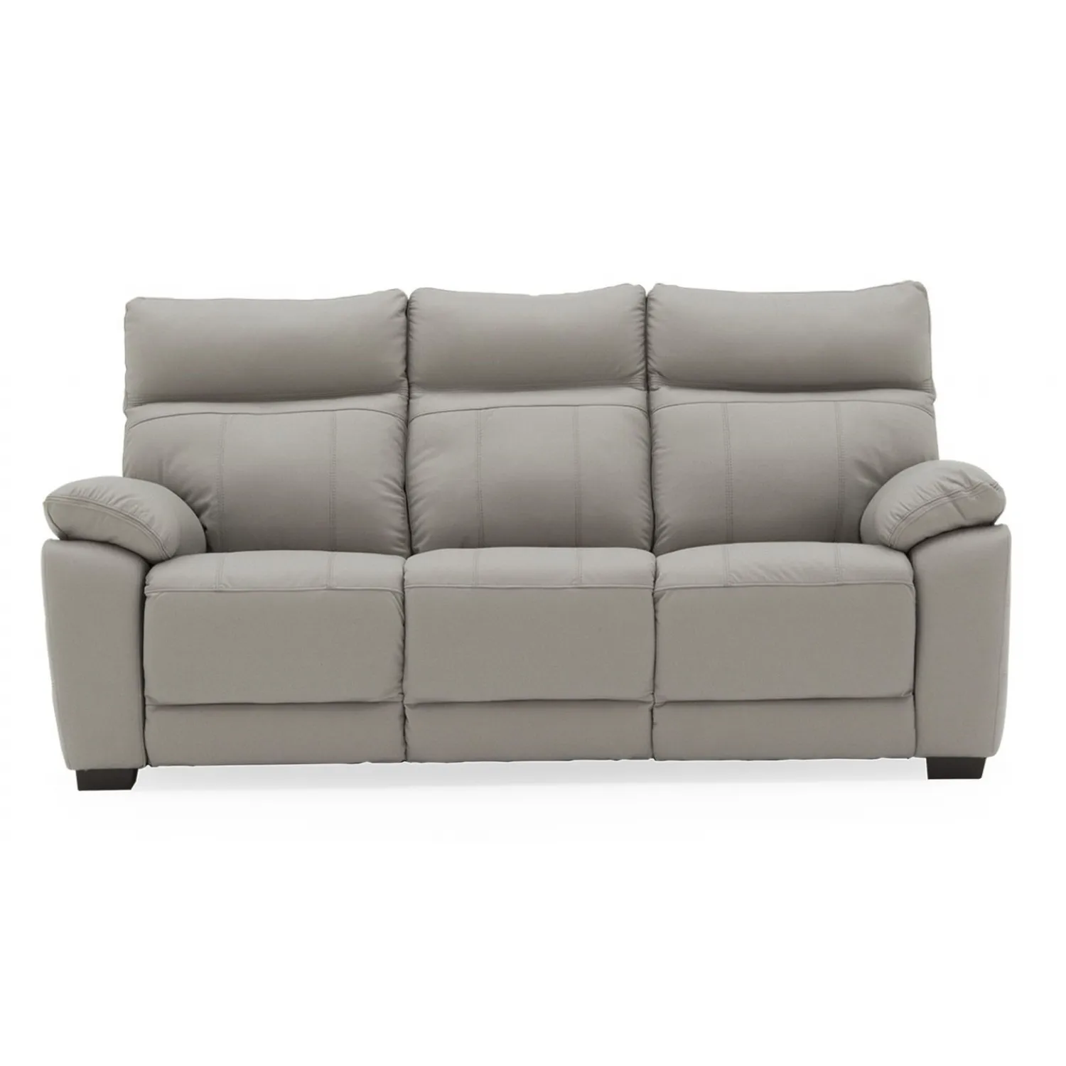 Light Grey Leather 3 Seater Large Sofa 200cm Wide