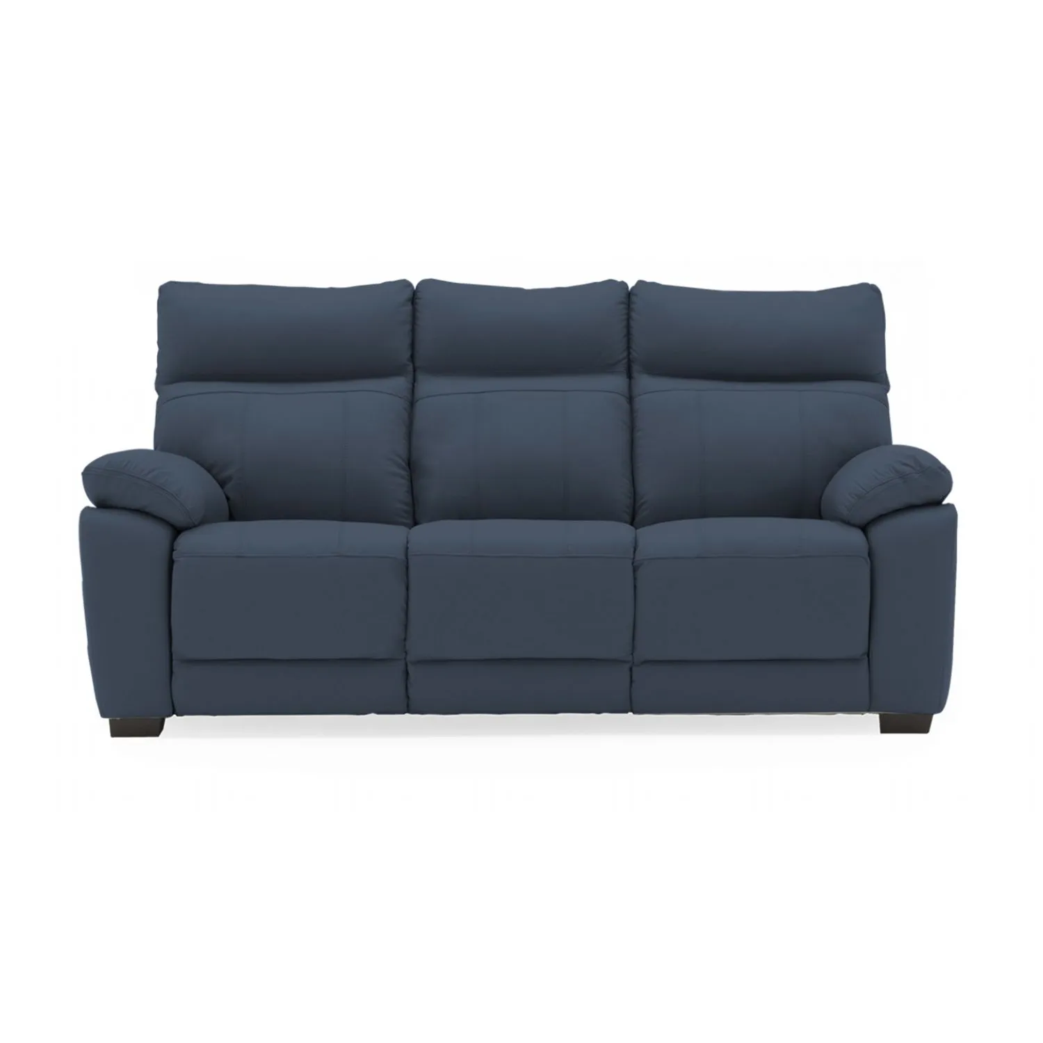 Blue Leather 3 Seater Upholstered Sofa