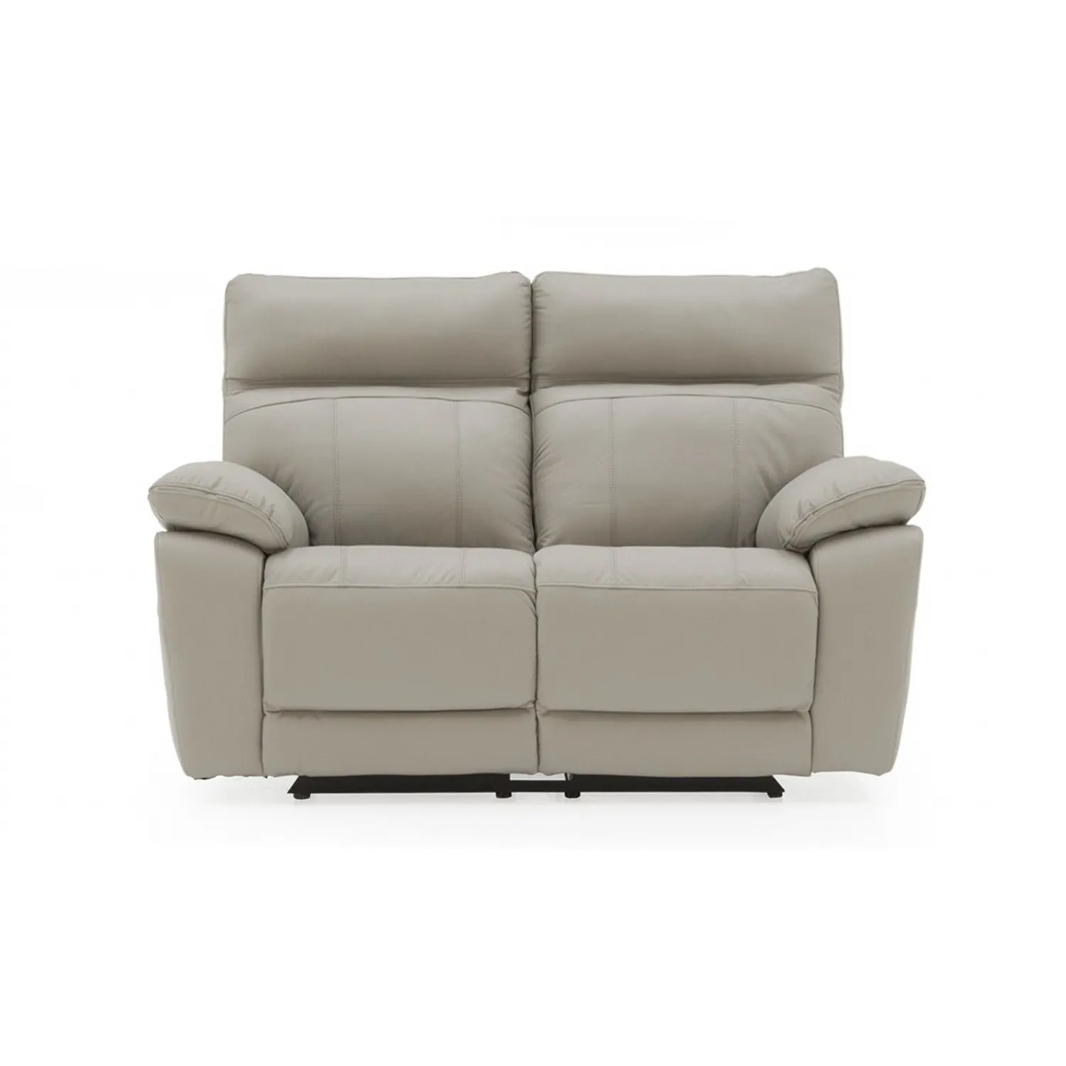 Light Grey Leather 2 Seater Manual Recliner Sofa