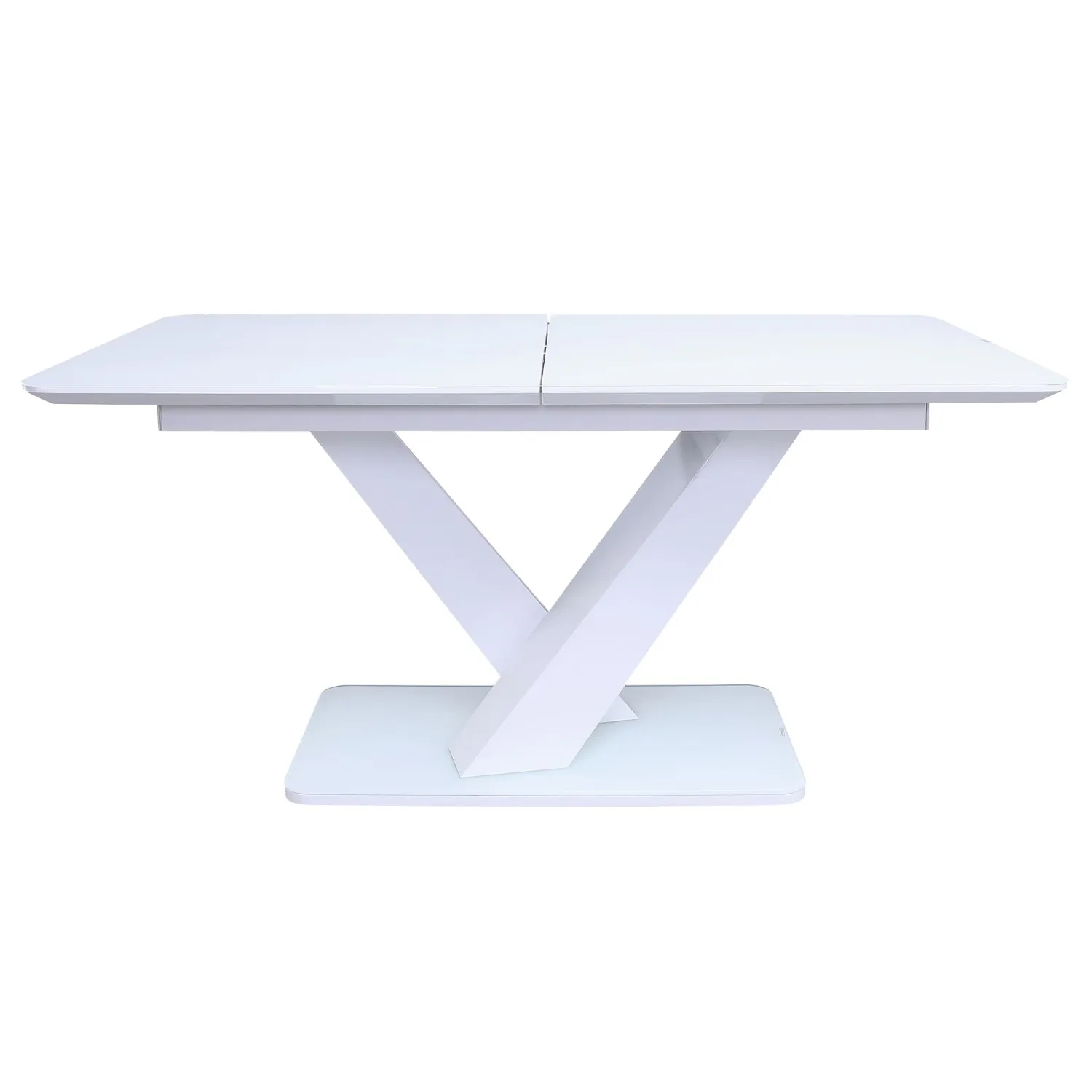 White Gloss Glass Top Extending Dining Table