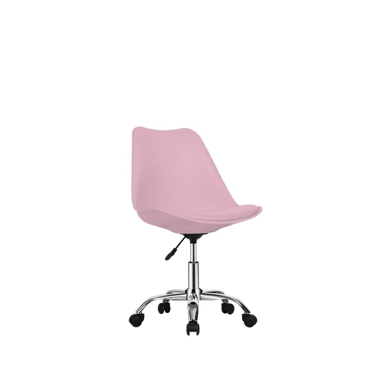 Modern Pink Swivel Office Chair Chrome Base